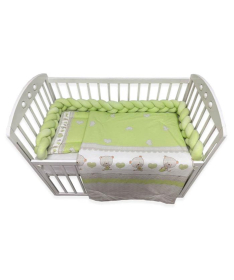 Textil komplet posteljina za krevetac za bebe pletenica Baby Bear Green - 120x60 cm